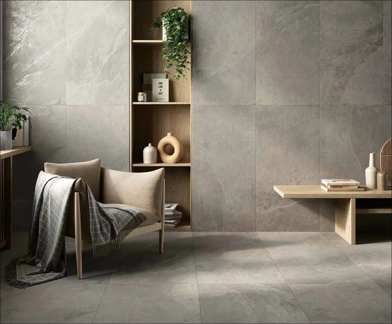 Elios Ceramica · Dolomiti Greige · Raumbeispiel